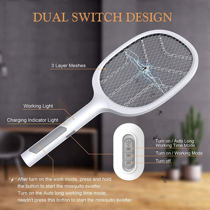 2 In 1 Rechargable Mosquito Racket